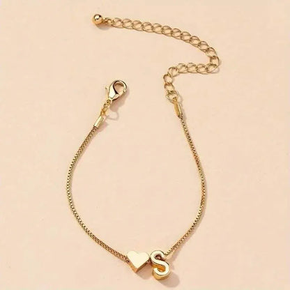 Elegant Love Heart Charm Bracelet - Delicate Minimalist Link Chain - A-1 Thread Vault