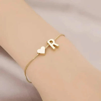 Elegant Love Heart Charm Bracelet - Delicate Minimalist Link Chain - A-1 Thread Vault