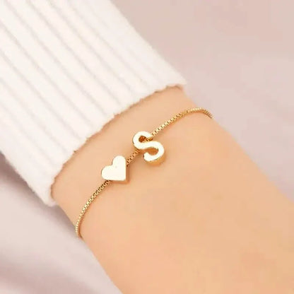 Elegant Love Heart Charm Bracelet - Delicate Minimalist Link Chain - A-1 Thread Vault