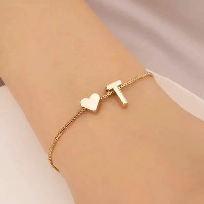 Elegant Love Heart Charm Bracelet - Delicate Minimalist Link Chain - A-1 Thread Vault