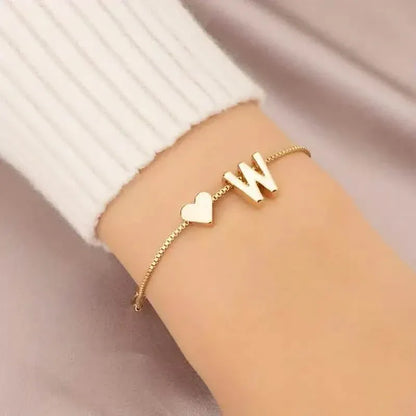 Elegant Love Heart Charm Bracelet - Delicate Minimalist Link Chain - A-1 Thread Vault