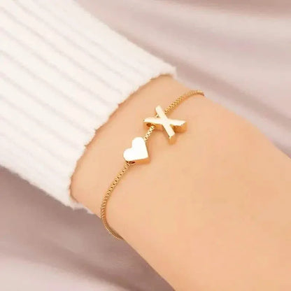 Elegant Love Heart Charm Bracelet - Delicate Minimalist Link Chain - A-1 Thread Vault