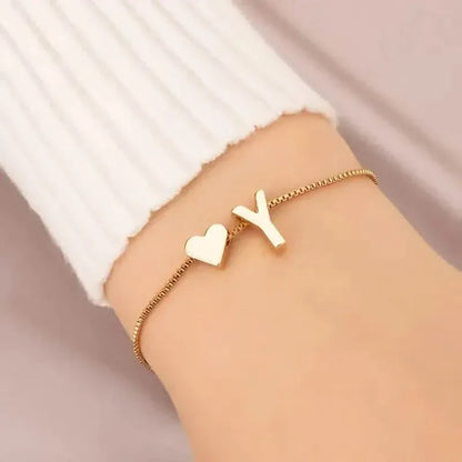 Elegant Love Heart Charm Bracelet - Delicate Minimalist Link Chain - A-1 Thread Vault