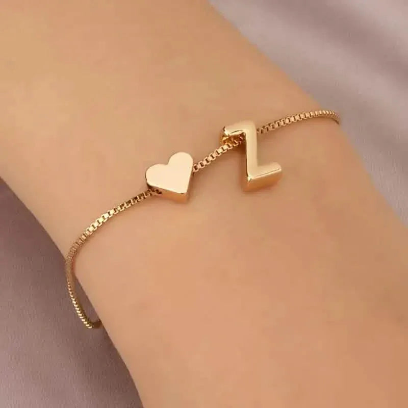 Elegant Love Heart Charm Bracelet - Delicate Minimalist Link Chain - A-1 Thread Vault