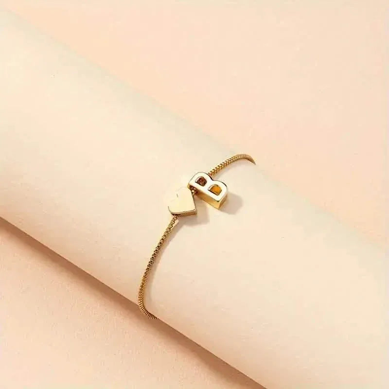 Elegant Love Heart Charm Bracelet - Delicate Minimalist Link Chain - A-1 Thread Vault