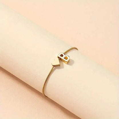 Elegant Love Heart Charm Bracelet - Delicate Minimalist Link Chain - A-1 Thread Vault
