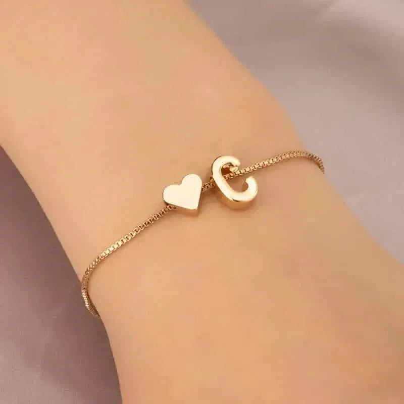 Elegant Love Heart Charm Bracelet - Delicate Minimalist Link Chain - A-1 Thread Vault