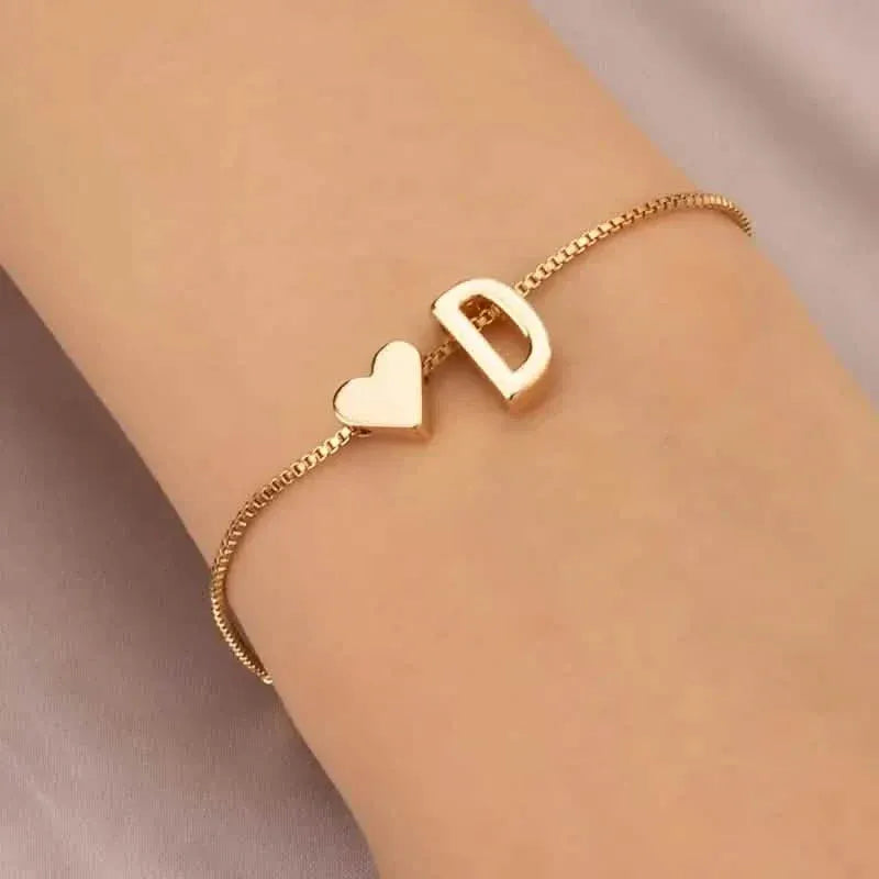 Elegant Love Heart Charm Bracelet - Delicate Minimalist Link Chain - A-1 Thread Vault