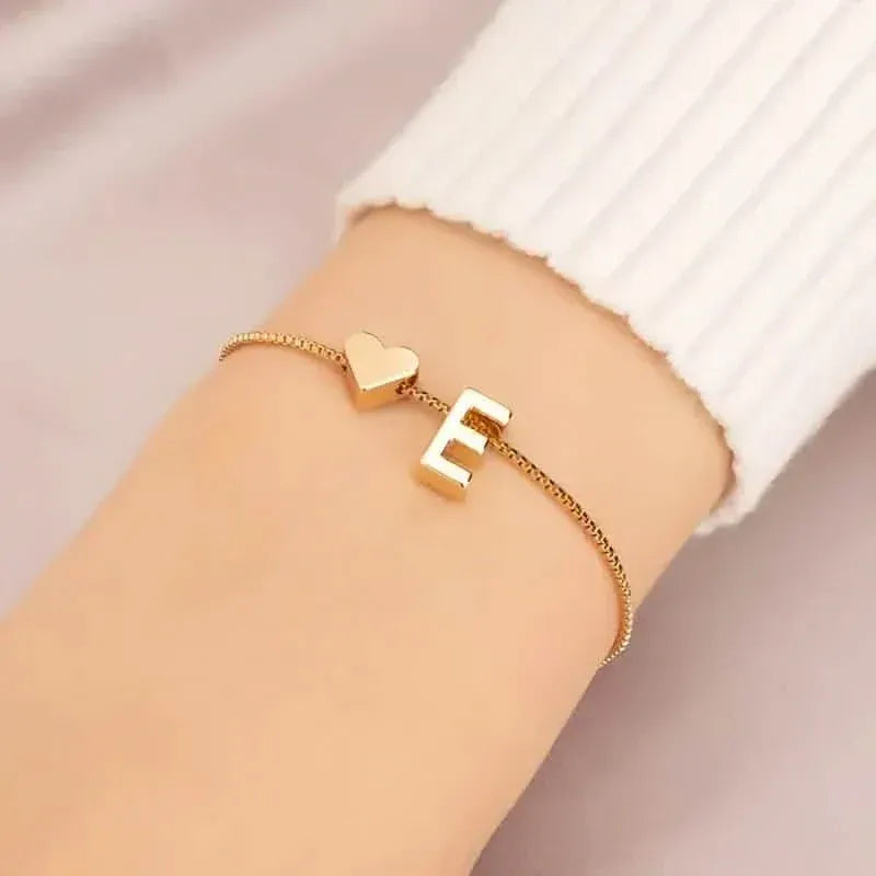 Elegant Love Heart Charm Bracelet - Delicate Minimalist Link Chain - A-1 Thread Vault