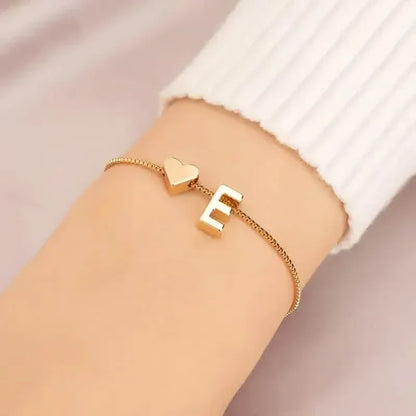 Elegant Love Heart Charm Bracelet - Delicate Minimalist Link Chain - A-1 Thread Vault