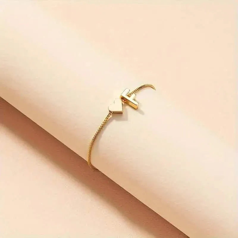 Elegant Love Heart Charm Bracelet - Delicate Minimalist Link Chain - A-1 Thread Vault