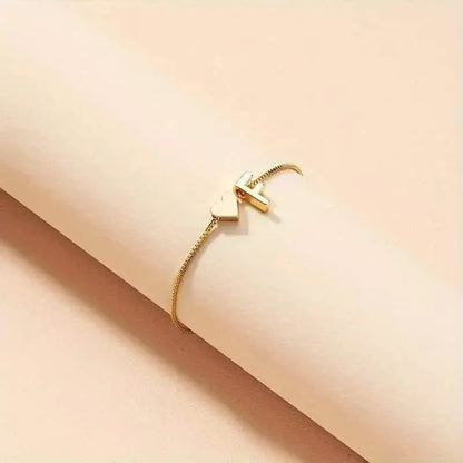 Elegant Love Heart Charm Bracelet - Delicate Minimalist Link Chain - A-1 Thread Vault