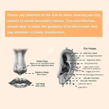Elegant Punk-Style Stainless Steel Nose Rings - Clip-On Non-Piercing Design - A-1 Thread Vault