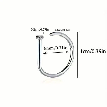 Elegant Punk-Style Stainless Steel Nose Rings - Clip-On Non-Piercing Design - A-1 Thread Vault