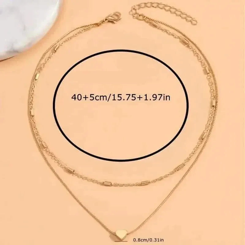 Elegant Simple Double Layer Choker Necklace with Heart Pendant - A-1 Thread Vault