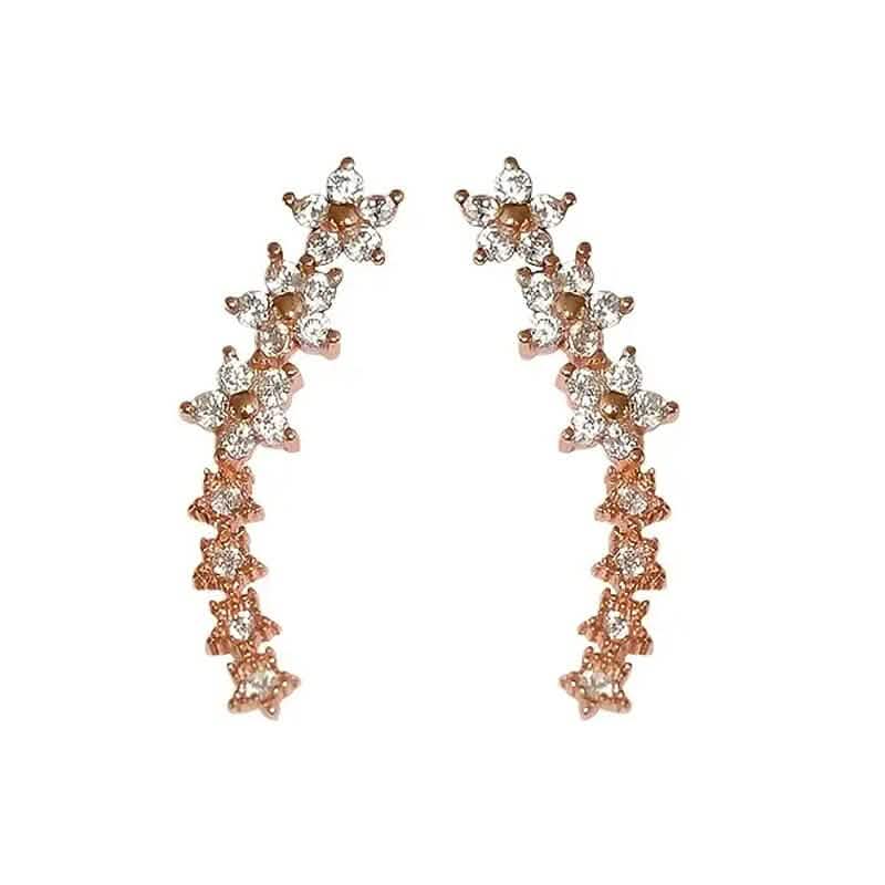 Elegant Star Flower Climber Rhinestone Earrings - A-1 Thread Vault