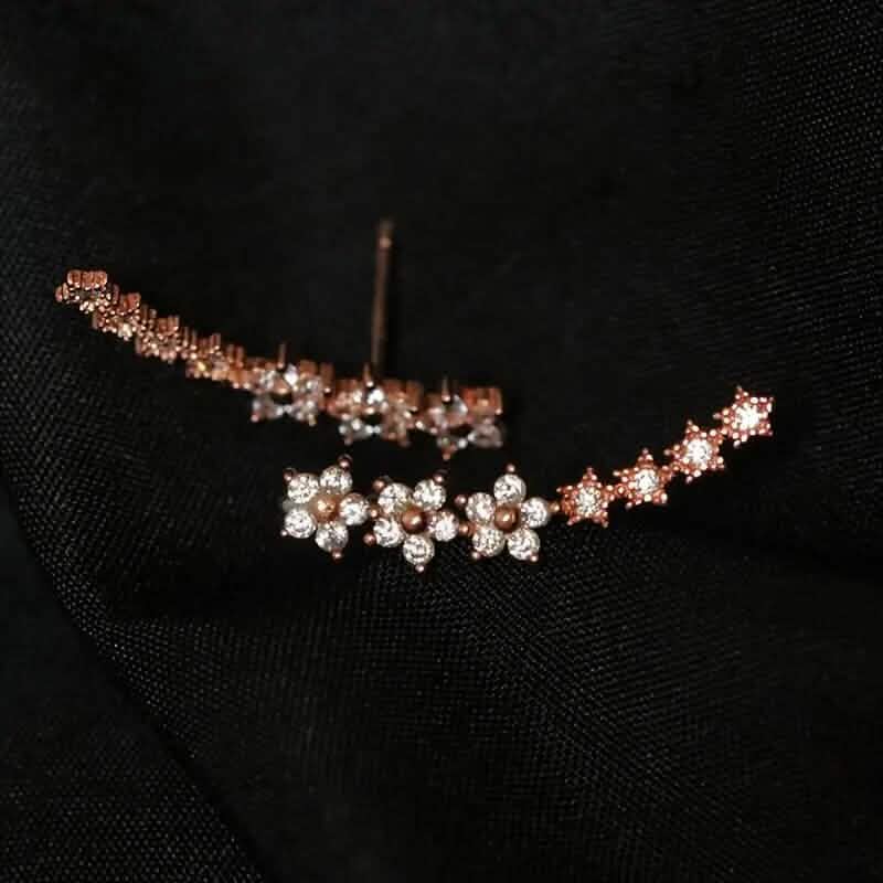 Elegant Star Flower Climber Rhinestone Earrings - A-1 Thread Vault