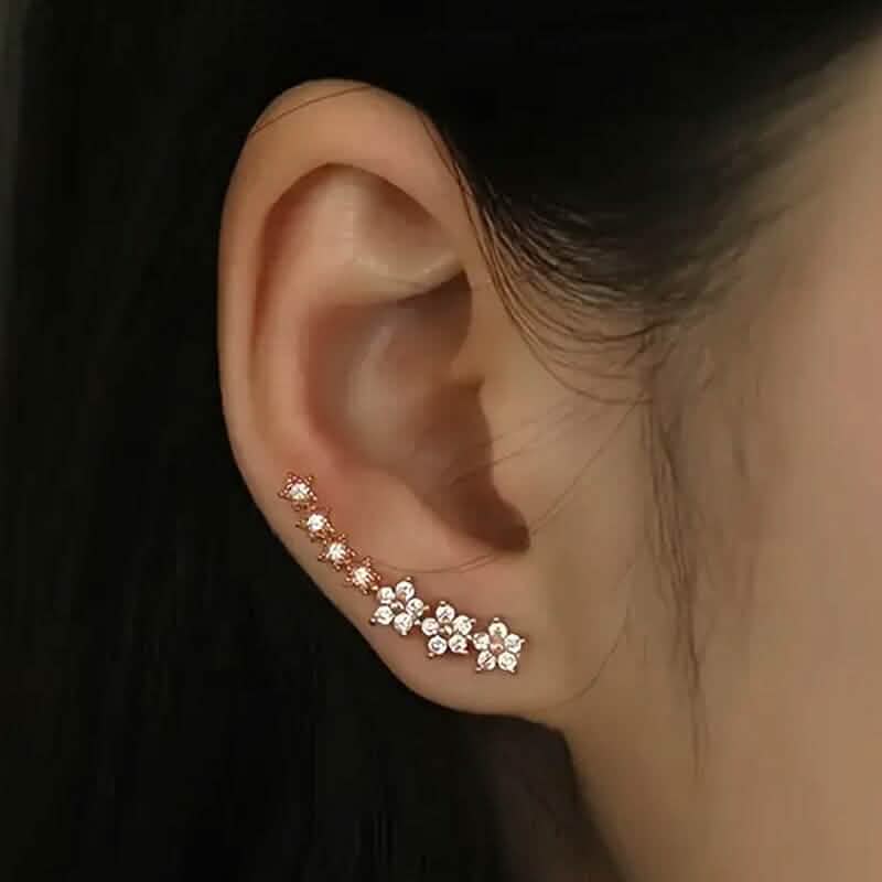 Elegant Star Flower Climber Rhinestone Earrings - A-1 Thread Vault