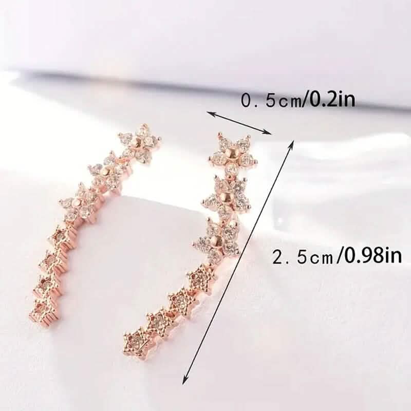 Elegant Star Flower Climber Rhinestone Earrings - A-1 Thread Vault