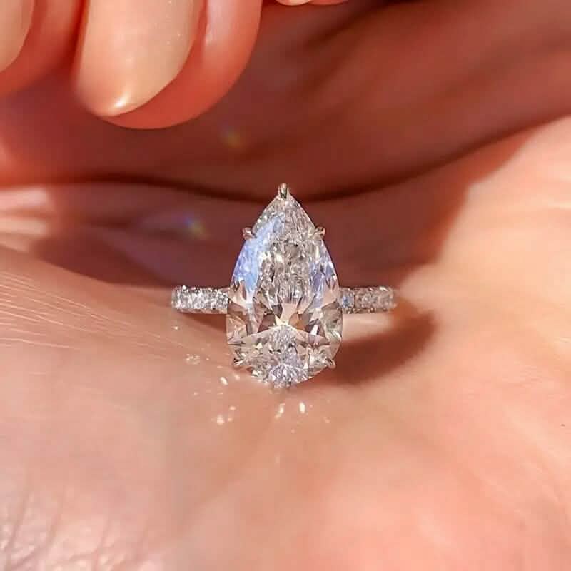 Elegant Teardrop Cubic Zirconia Engagement Ring - A-1 Thread Vault