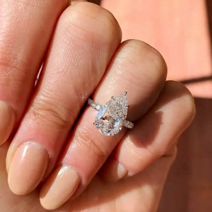 Elegant Teardrop Cubic Zirconia Engagement Ring - A-1 Thread Vault