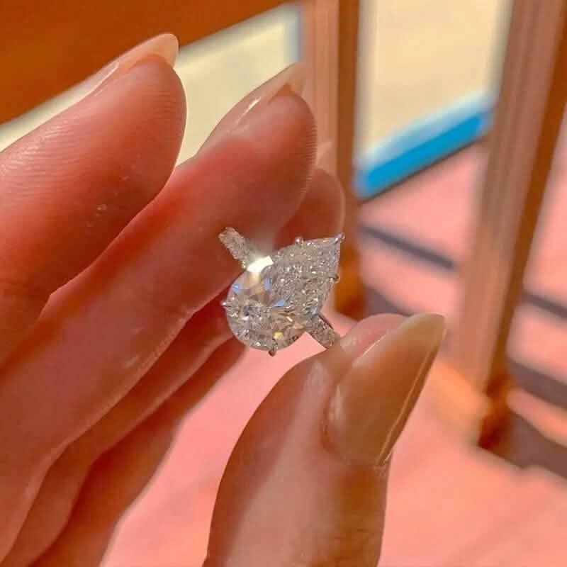 Elegant Teardrop Cubic Zirconia Engagement Ring - A-1 Thread Vault