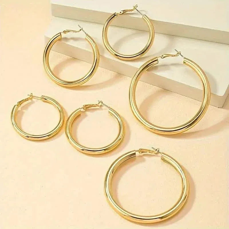 Elegant, Trendy and Shiny Gold Hoop Earrings - A-1 Thread Vault