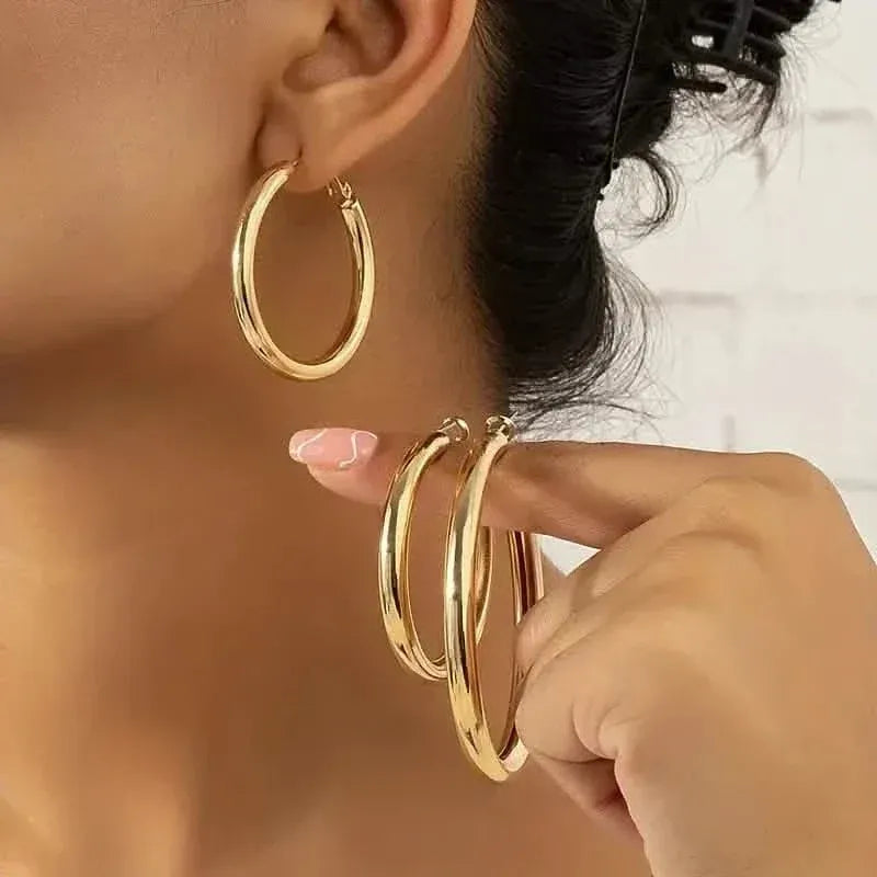 Elegant, Trendy and Shiny Gold Hoop Earrings - A-1 Thread Vault