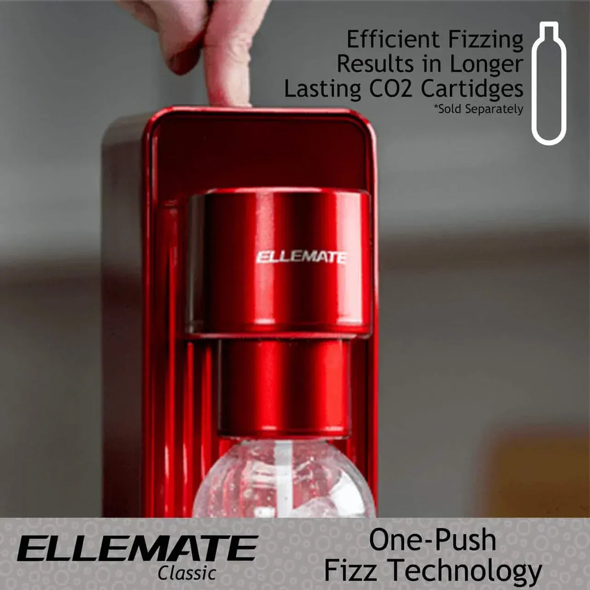 Ellemate Classic Carbonated Drink Maker, Seltzer Water with One-Push Fizz Technology, Cordless Carbonation for Bubbly Water - A-1 Thread Vault