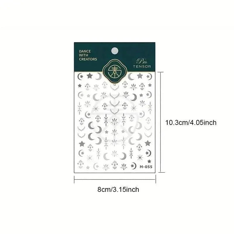 Embossed Three-dimensional Star and Moon Pattern Nail Stickers - A-1 Thread Vault