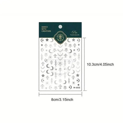 Embossed Three-dimensional Star and Moon Pattern Nail Stickers - A-1 Thread Vault