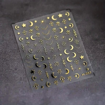Embossed Three-dimensional Star and Moon Pattern Nail Stickers - A-1 Thread Vault