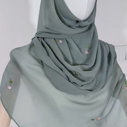 Embroidered Floral Abaya with Matching Hijab(MOA277) - A-1 Thread Vault