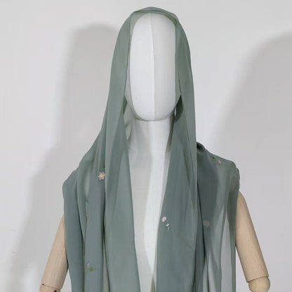Embroidered Floral Abaya with Matching Hijab(MOA277) - A-1 Thread Vault