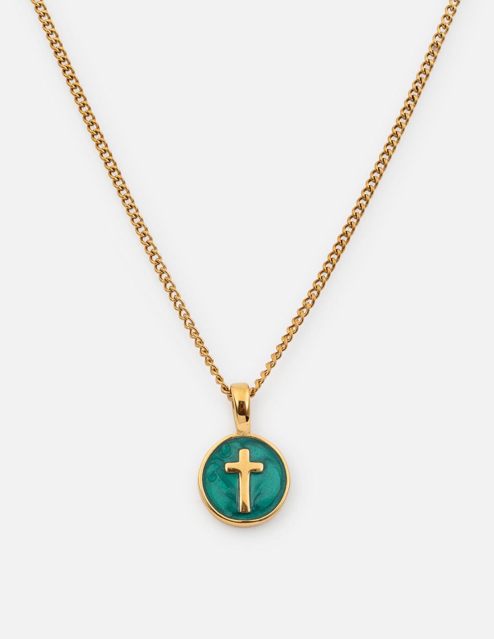 Emerald Agape Cross Pendant Necklace - A-1 Thread Vault