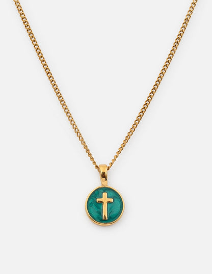 Emerald Agape Cross Pendant Necklace - A-1 Thread Vault