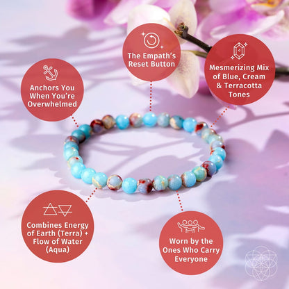 Empath’s Shield – Aqua Terra Jasper Bracelet | 6mm - A-1 Thread Vault