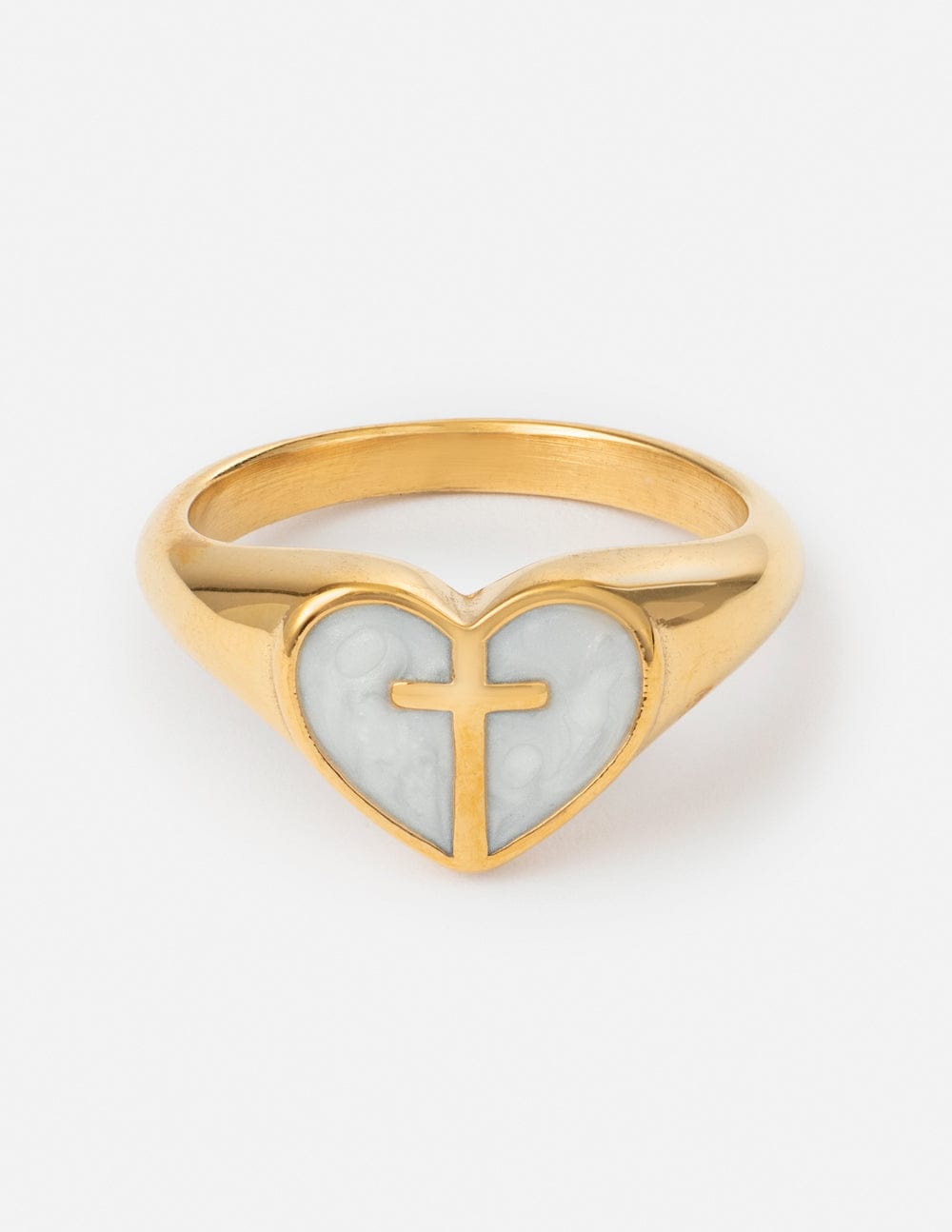 Enamel Heart Cross Ring - A-1 Thread Vault