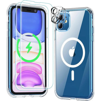 Entronix Bundle Compatible with iPhone 11 - [Magnetic] Clear Case, 2 Clear Screen Protectors & 2 Camera Lens Protectors - A-1 Thread Vault