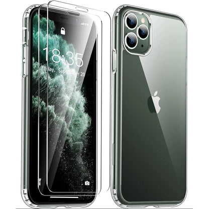 Entronix Bundle Compatible with iPhone 11 Pro Max - [Hard Back] Clear Case & 2 Clear Screen Protectors - A-1 Thread Vault