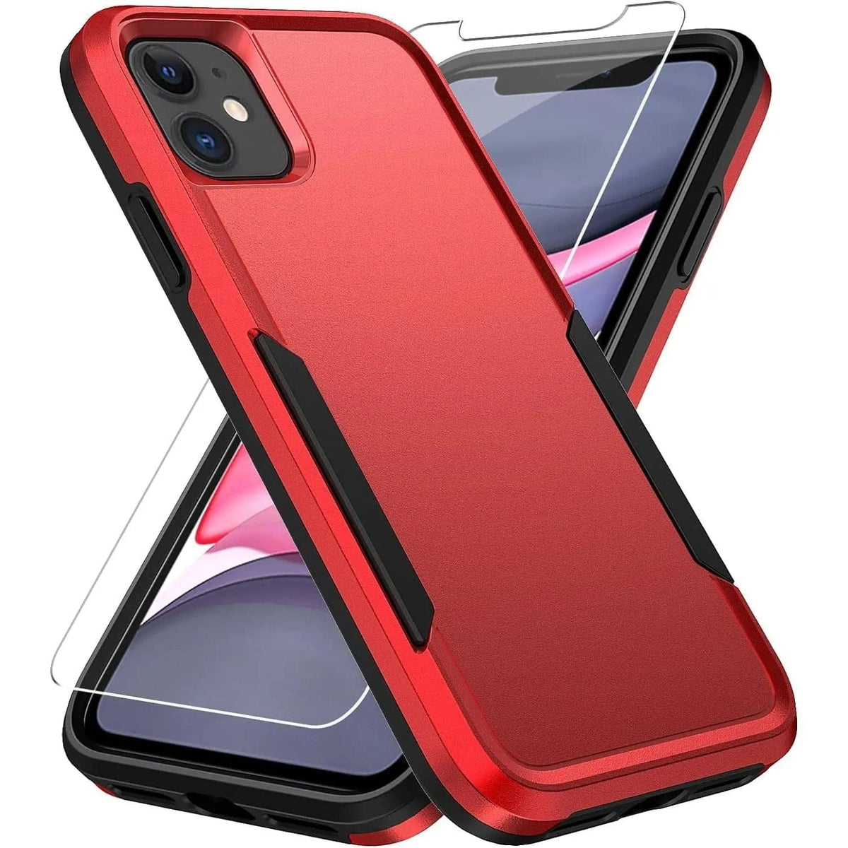 Entronix Bundle Compatible with iPhone 11 - Soft-Touch Dual-Layer Case & 1 Clear Screen Protector - A-1 Thread Vault