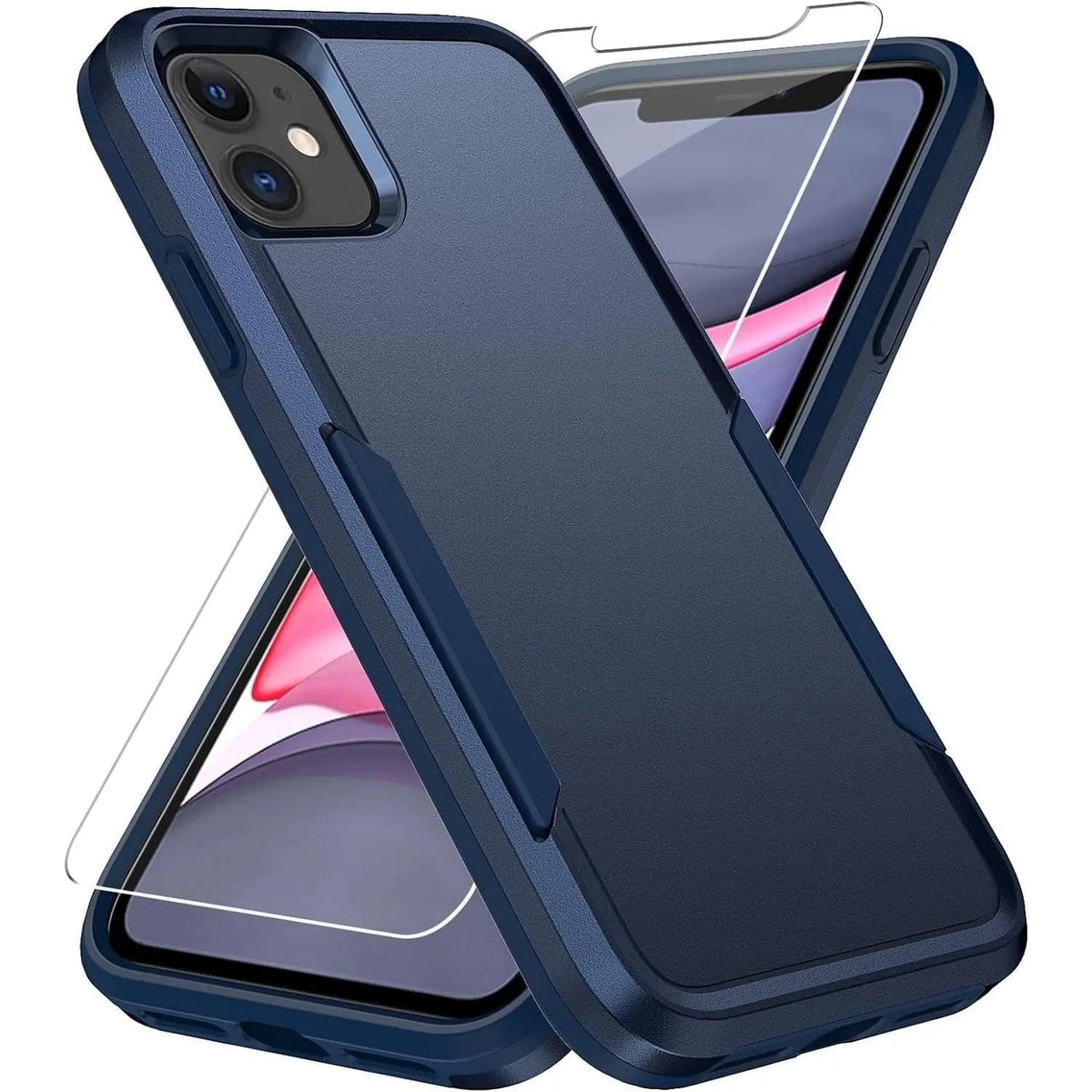 Entronix Bundle Compatible with iPhone 12/12 Pro - Soft-Touch Dual-Layer Case & 1 Clear Screen Protector - A-1 Thread Vault