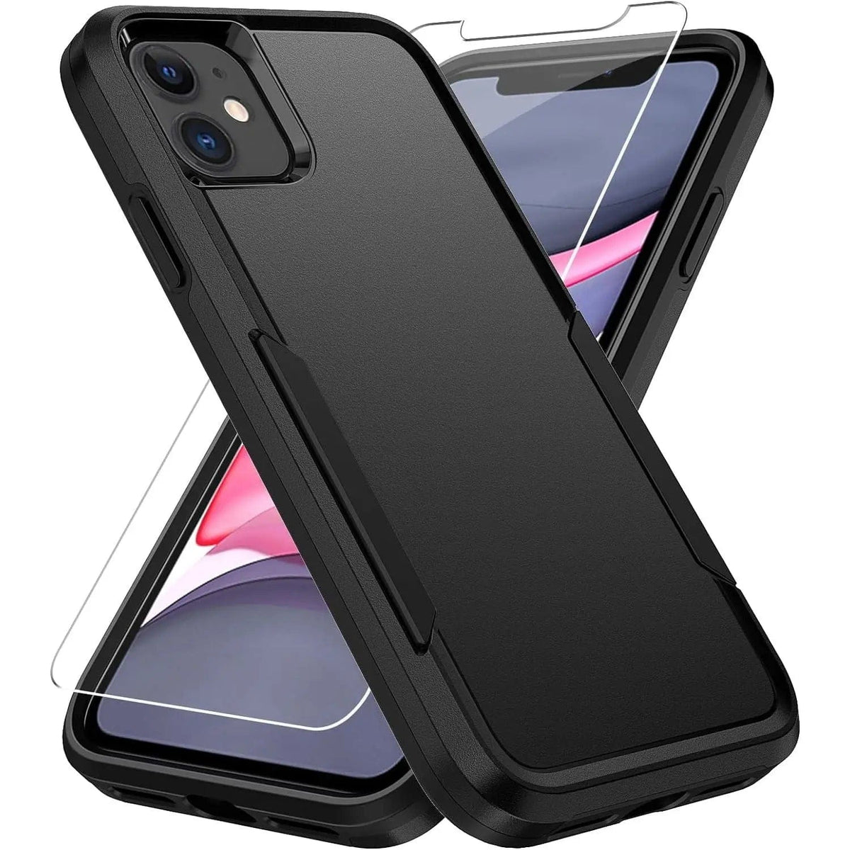 Entronix Bundle Compatible with iPhone 12/12 Pro - Soft-Touch Dual-Layer Case & 1 Clear Screen Protector - A-1 Thread Vault