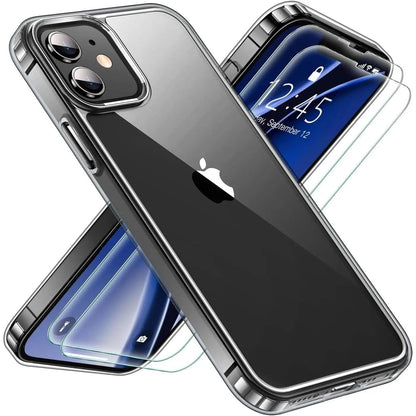Entronix Bundle Compatible with iPhone 12 Mini - [Hard Back] Clear Case & 2 Clear Screen Protectors - A-1 Thread Vault