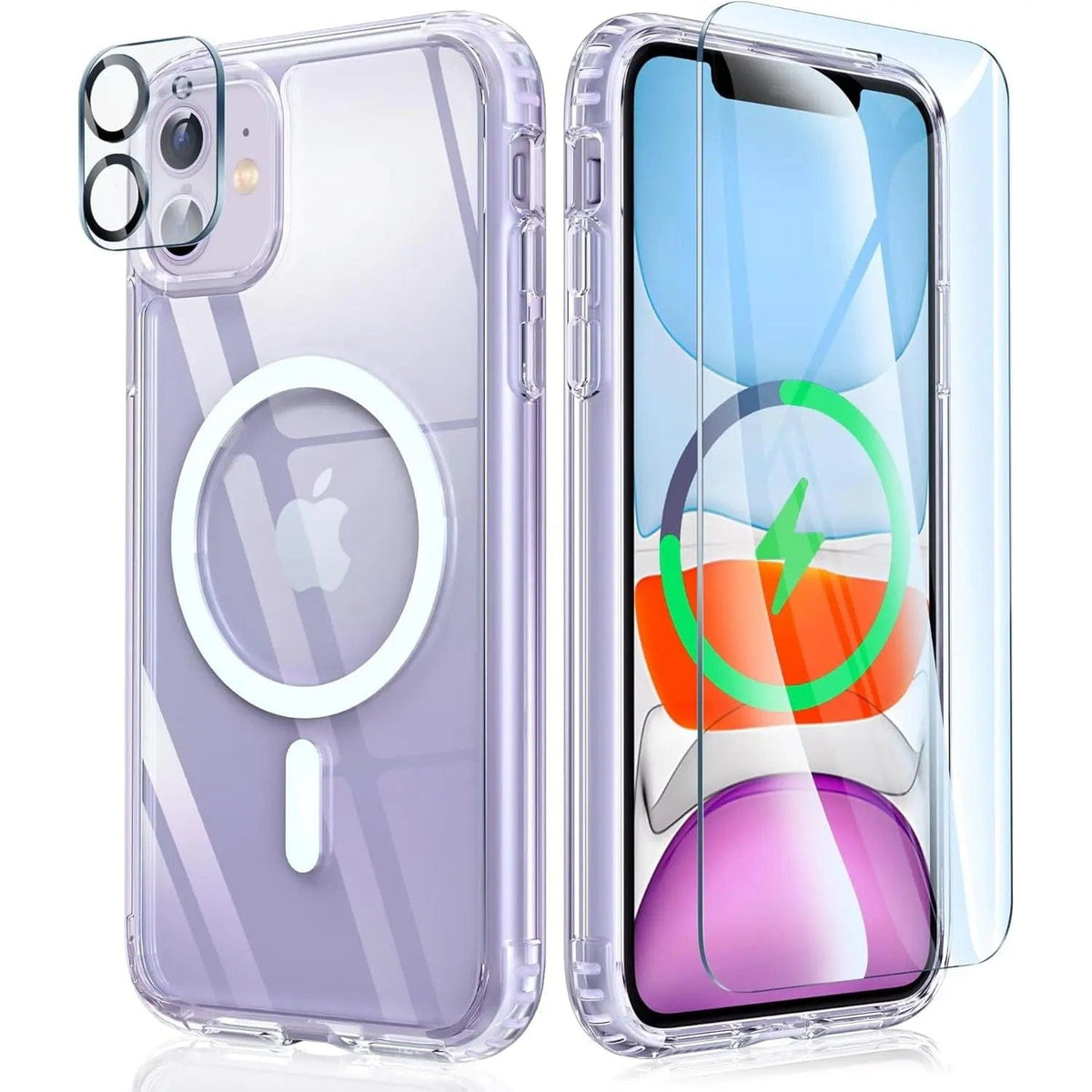 Entronix Bundle Compatible with iPhone 12 Mini - [Magnetic] Clear Case, 1 Clear Screen Protector & 1 Camera Lens Protectors - A-1 Thread Vault