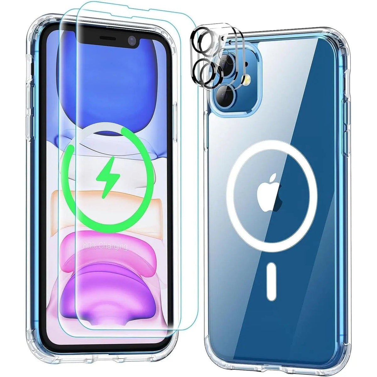 Entronix Bundle Compatible with iPhone 12 Mini - [Magnetic] Clear Case, 2 Clear Screen Protectors & 2 Camera Lens Protectors - A-1 Thread Vault