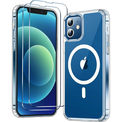Entronix Bundle Compatible with iPhone 12 Mini - [Magnetic] Clear Case & 2 Clear Screen Protectors - A-1 Thread Vault