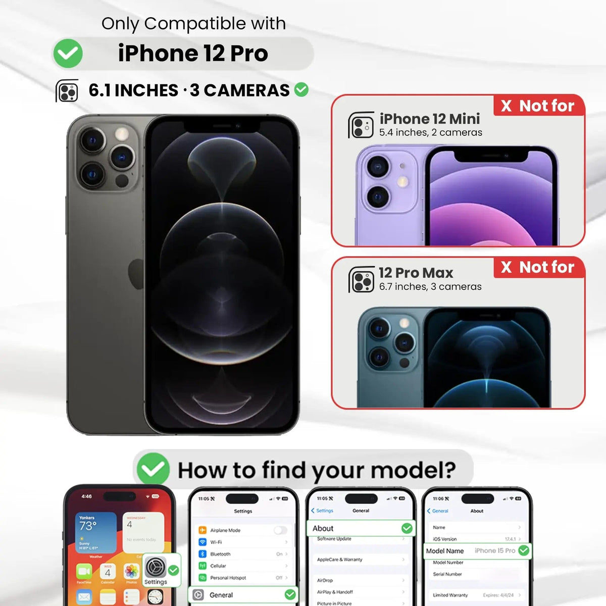 Entronix Bundle Compatible with iPhone 12 Pro - [Hard Back] Clear Case & 2 Clear Screen Protectors - A-1 Thread Vault