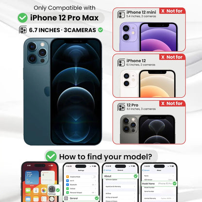 Entronix Bundle Compatible with iPhone 12 Pro Max - [Hard Back] Clear Case, 1 Clear Screen Protector & 1 Camera Lens Protector - A-1 Thread Vault