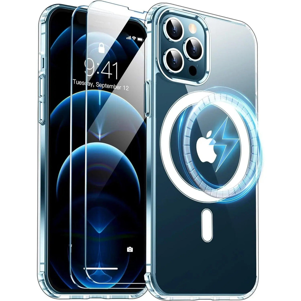 Entronix Bundle Compatible with iPhone 12 Pro Max - [Magnetic] Clear Case & 2 Clear Screen Protectors - A-1 Thread Vault